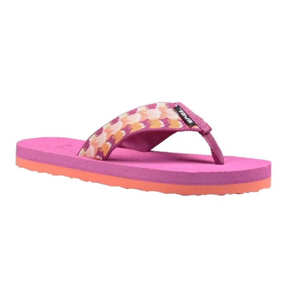 Teva Olowahu Purple Orange Geometric Strappy Mush Flip Flop Sandals 6